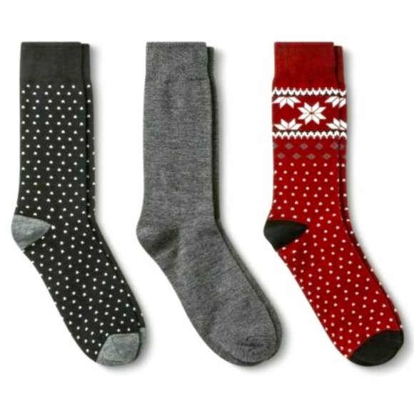 3 Pk Snowflake Crew Socks Dress Casual Goodfellow - Picture 1 of 5
